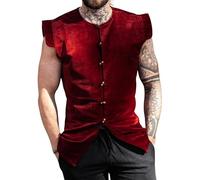 Leonardo Carbone® Gilet da uomo in velluto Heinrich | Confortevole | Elegante | Medioevo | LARP | Costume | Travestimento | Storico | Festival | Event | Cotone, Colore: rosso, 3XL