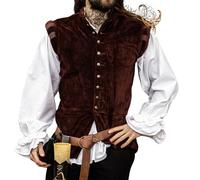 Leonardo Carbone® Gilet in velluto da uomo Pierre | Design di lusso | Perfetto per eventi LARP e medievali | Gilet | Giacche | Costumi | Medioevo | Cotone, Colore: rosso, L