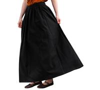 Leonardo Carbone® Gonna da donna Costanza, coulisse in vita, silhouette fluente, carnevale, Halloween, cosplay, LARP, medievale, costume, abbigliamento, festival, 100% cotone, Nero , S-M