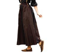Leonardo Carbone® Gonna da donna Dana | elastico in vita | coulisse regolabile | Carnevale, Halloween, cosplay, LARP, gonna medievale, costume, vestito, cotone, marrone scuro / nero, L-XL