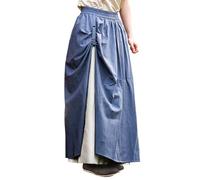 Leonardo Carbone® Gonna da donna Elise | design a doppio strato | elastico in vita | carnevale, Halloween, cosplay, LARP, medievale, costume, vestito, festival, cotone, blu/naturale, L-XL
