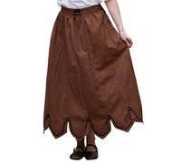 Leonardo Carbone® Gonna medievale da donna con ricamo Svenja | allacciatura regolabile | ricamo decorativo | Carnevale, Halloween, cosplay, LARP, costume, vestito, medievale | cotone, tabacco, S-M