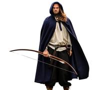 Leonardo Carbone® Hervir - Mantello unisex medievale in lana con cappuccio lungo, abbigliamento medievale da donna e da uomo, mantello da hobbit, abbigliamento da vichingo, cosplay, Halloween, Blu,