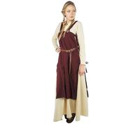 Leonardo Carbone® Hildegard - Vestito da donna con spalline laterali, per carnevale, Halloween, cosplay, stile medievale, 100% cotone