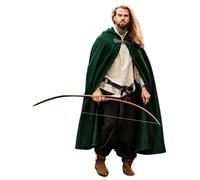 Leonardo Carbone® Ilmar, mantello in lana medievale, unisex con pelliccia e cappuccio lungo, abbigliamento medievale, da uomo e da donna, costume hobbit, LARP, vichinghi, cosplay, Halloween, verde,