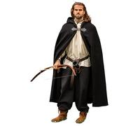 Leonardo Carbone® Ilmar, mantello in lana medievale, unisex con pelliccia e cappuccio lungo, abbigliamento medievale, da uomo e da donna, costume hobbit, LARP, vichinghi, cosplay, Halloween, Nero ,