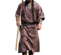 Leonardo Carbone® Maglia a maniche corte Richard - Abbigliamento medievale da uomo, camicia medievale, camicia per il tempo libero, a maniche corte, costume da carnevale, tunica vichinga,