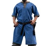 Leonardo Carbone® Maglia a maniche corte Richard - Abbigliamento medievale da uomo, camicia medievale, camicia per il tempo libero, a maniche corte, costume da carnevale, tunica vichinga,