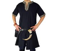 Leonardo Carbone® Maglia a maniche corte Richard - Abbigliamento medievale da uomo, camicia medievale, camicia per il tempo libero, a maniche corte, costume da carnevale, tunica vichinga,