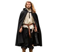 Leonardo Carbone® Mantello medievale Frantz con cappuccio - Abbigliamento medievale da uomo e da donna, costume hobbit, LARP, vichinghi, cosplay, rinascimento, Halloween, 100% cotone