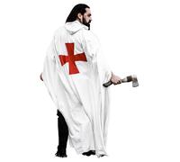 Leonardo Carbone® Mantello unisex medievale dei Cavalieri Templari Arnulf - Abbigliamento medievale da donna e da uomo, capo uomo, costume hobbit, LARP, vichinghi, cosplay, Halloween - 100% cotone