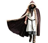 Leonardo Carbone® Mantello unisex vichingo Fjell con pelliccia sintetica - abbigliamento medievale da donna e da uomo, mantello hobbit, abbigliamento largo, abbigliamento vichingo, cosplay da uomo,