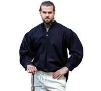 Leonardo Carbone® Oswald - Camicia medievale da uomo, camicia medievale, abbigliamento LARP, abbigliamento festival, abbigliamento da uomo, costume da carnevale da uomo, camicie a maniche lunghe, Nero