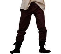Leonardo Carbone Pantaloni da Uomo medievali Arvo Lunghi con Elastico in Cotone Marrone - M