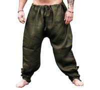 Leonardo Carbone® Pantaloni vichinghi in lino, da uomo, pantaloni estivi leggeri, da uomo, abbigliamento festival, vichingo, abbigliamento medievale, LARP, cosplay, pantaloni per il tempo libero, 100%
