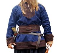 Leonardo Carbone® Roland - Tunica vichinga, in lana medievale, da uomo, camicia medievale, per il tempo libero, a maniche lunghe, costume da carnevale da uomo, tunica vichinga, abbigliamento LARP, Blu