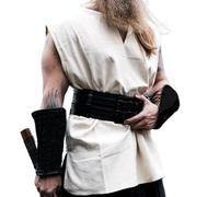 Leonardo Carbone® Tunica senza maniche Vidar - Abbigliamento medievale da uomo, camicia medievale, da uomo, per il tempo libero, costume da carnevale, tunica vichinga, abbigliamento LARP, 100% cotone