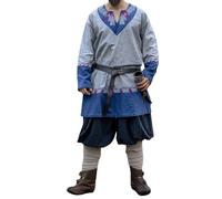 Leonardo Carbone® Tunica unisex Freydis | ricamo a mano | scollo a V | Carnevale, Halloween, cosplay, LARP, medievale, vichinghi, costume, vestito, 100% cotone, grigio., L/XL