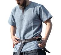 Leonardo Carbone® Tunica vichinga Edmund - Abbigliamento medievale da uomo, camicia medievale, camicia per il tempo libero, a maniche corte, costume da carnevale da uomo, tunica vichinga,