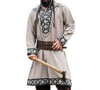 Leonardo Carbone Tunica vichinga Erik - Abbigliamento medievale da uomo, camicia per il tempo libero, a maniche corte, costume da carnevale, tunica vichinga, abbigliamento LARP, 100% cotone con