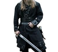 Leonardo Carbone Tunica vichinga Erik - Abbigliamento medievale da uomo, camicia per il tempo libero, a maniche corte, costume da carnevale, tunica vichinga, abbigliamento LARP, 100% cotone con