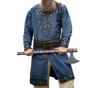 Leonardo Carbone® Tunica vichinga Erik? Abbigliamento medievale da uomo, per il tempo libero, a maniche corte, costume da carnevale, tunica vichinga, abbigliamento LARP, 100% cotone con applicazioni