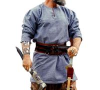 Leonardo Carbone® Tunica vichinga Torsten - Abbigliamento medievale da uomo, camicia medievale, camicia per il tempo libero, a maniche lunghe, costume da carnevale, tunica vichinga, abbigliamento