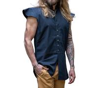 Leonardo Carbone® Uomo Classico Wams Charles | Design elegante | Perfetto per giochi di ruolo | Gilet | Giacche da uomo | Abbigliamento medievale | Costume LARP | Cotone, Blu, M