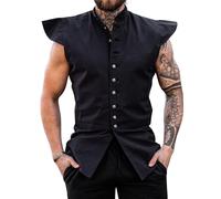 Leonardo Carbone® Uomo Classico Wams Charles | Design elegante | Perfetto per giochi di ruolo | Gilet | Giacche da uomo | Abbigliamento medievale | Costume LARP | Cotone, Nero , 5XL