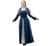 Leonardo Carbone® Vestito da donna Larina | maniche rimovibili | allacciatura posteriore | Carnevale, Halloween, cosplay, LARP, medievale, costume, vestito, abito da festa | 100% cotone, Blu