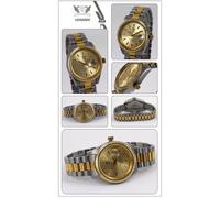 Leonardo Cavadini Orologio Acciaio Massiccio Bicolore Lente Schraubkrone CV-332J