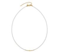 Leonardo Ciao Doro 022118 - Collana in acciaio inox, con perle in filigrana, colore: Bianco/Oro, 40 cm, Acciaio inossidabile, Nessuna pietra preziosa