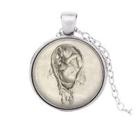 Leonardo - Collana in resina feto, con ciondolo a forma di mamma incinta, artista, medico, ostetrica, vintage, gioielli da donna, (Italiano)
