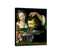 Leonardo da Vinci Art Print, Salome con la testa di Saint Giovanni The Baptist Poster Dipinto decorativo di pittura tela arte da parete soggiorno camera da letto 65x50cm(26x19in)nero incorniciata