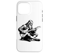 Leonardo da Vinci che suona la chitarra, stampa nera divertente Custodia per iPhone 16 Pro Max