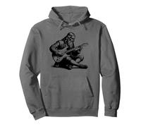 Leonardo da Vinci Che Suona la Chitarra, Stampa Nera Divertente Felpa con Cappuccio