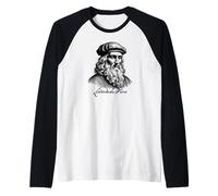 Leonardo da Vinci con Stampa Nera Firmata Maglia con Maniche Raglan