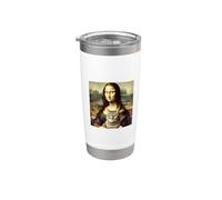 Leonardo Da Vinci Gioconda con un gatto Bicchiere termico in acciaio inox doppia parete