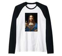Leonardo da Vinci Salvator Mundi Religioso Gesù Cristiano Maglia con Maniche Raglan