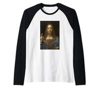 Leonardo da Vinci Salvator Mundi Religioso Gesù Cristiano Maglia con Maniche Raglan