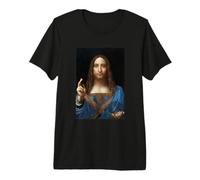 Leonardo da Vinci Salvator Mundi Religioso Gesù Cristiano Maglietta Premium