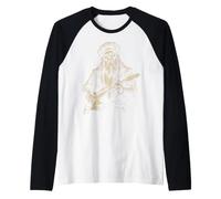 Leonardo da Vinci Zombie Suonare la Chitarra Rinascimento Italiano Maglia con Maniche Raglan