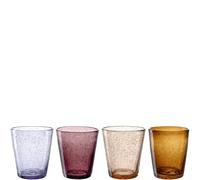 LEONARDO HOME Burano 055289 - Set di 4 bicchieri colorati • inclusioni per bolle • bicchiere per acqua • bicchiere per bevande analcoliche • quattro colori • lavabile in lavastoviglie • fatto a mano