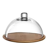 LEONARDO HOME Cucina 018519 - Piatto per formaggio in legno e campana in vetro, con coperchio in vetro, set da 2 pezzi, Ø 280 mm