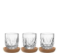 LEONARDO HOME GOCCE 055190 - Set da 6 pezzi • 60 ml • 3 sottobicchieri in sughero • 3 tazze da caffè • bicchieri da caffè per portafiltro • lavabile in lavastoviglie • con struttura a goccia