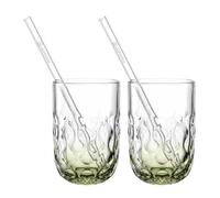 LEONARDO HOME GOCCE Matcha Latte Glass • 6 bicchieri da latte macchiato + cannucce • LM tazza per portafiltro • lavabile in lavastoviglie • struttura a goccia • vetro match • verde • 390 ml