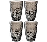 LEONARDO HOME Matera 024382 - Set di 4 bicchieri in vetro di alta qualità con effetto martello, contenuto 340 ml, realizzati a mano, lavabili in lavastoviglie, robusti, set da 4 pezzi, colore: grigio