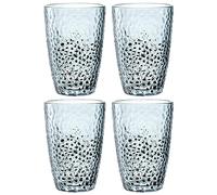LEONARDO HOME Matera 024384 - Set di 4 bicchieri in vetro di alta qualità con effetto martello, contenuto 340 ml, realizzati a mano, lavabili in lavastoviglie, robusti, set da 4 pezzi, colore: blu