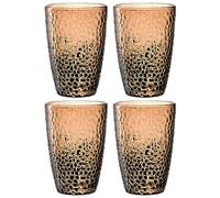 LEONARDO HOME Matera 024385 - Set di 4 bicchieri in vetro di alta qualità con effetto martello, contenuto 340 ml, realizzato a mano, lavabile in lavastoviglie, robusti, set da 4 pezzi, colore beige