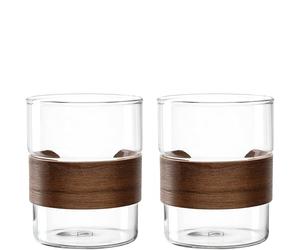 LEONARDO HOME NOVO LEGNO Bicchieri da tè • 6 pezzi • 320 ml • Vetro con fermaglio in legno • Bicchiere da tè • Bicchiere per bevande calde • Adatto all'uso quotidiano • Lavabile in lavastoviglie